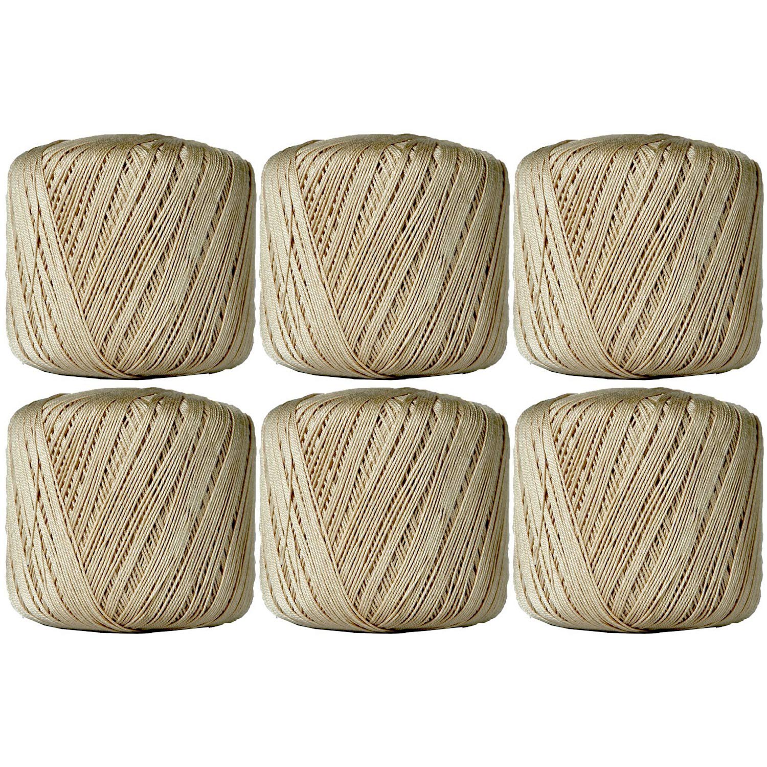 Threadart 6 Ball Pack Threadart 100 Pure Cotton Crochet Thread - Size 10 - Color 16 - Tan - Size 10 And 3 - Singles And Bulk Packs Availab