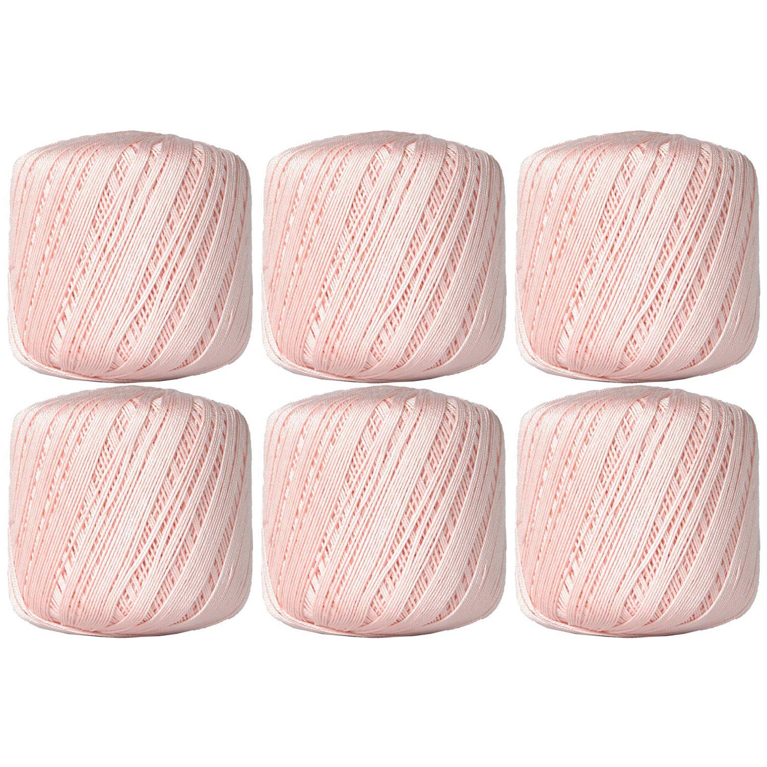 Threadart 6 Ball Pack Threadart 100 Pure Cotton Crochet Thread - Size 10 - Color 4 - Lt Pink - Size 10 And 3 - Singles And Bulk Packs Avai