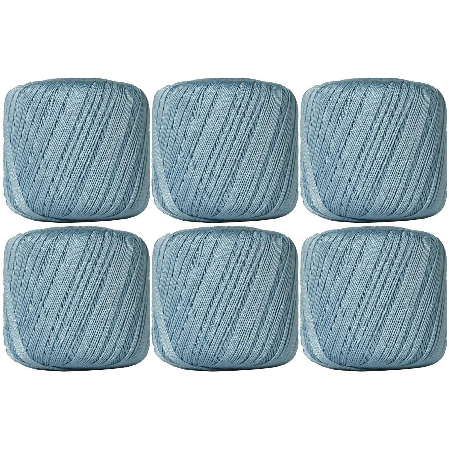 Threadart 6 Ball Pack Threadart 100 Pure Cotton Crochet Thread - Size 10 - Color 19 - Lt Blue - Size 10 And 3 - Singles And Bulk Packs Ava