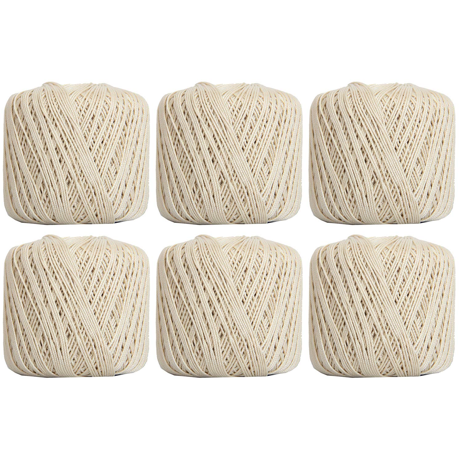 Threadart 6 Ball Pack Threadart 100 Pure Cotton Crochet Thread - Size 3 - Color 2 - Natural - Size 10 And 3 - Singles And Bulk Packs Avail