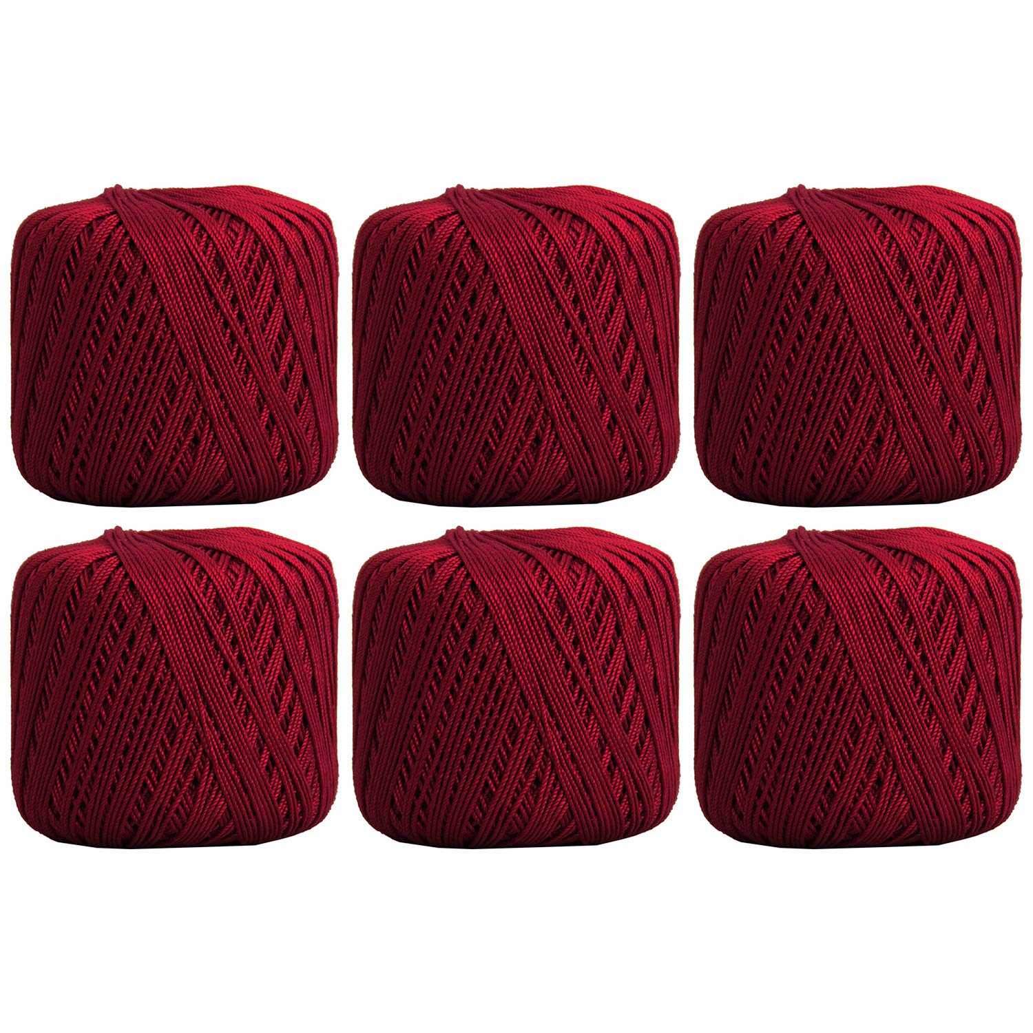 Threadart 6 Ball Pack Threadart 100 Pure Cotton Crochet Thread - Size 3 - Color 37 - Burgundy - Size 10 And 3 - Singles And Bulk Packs Ava