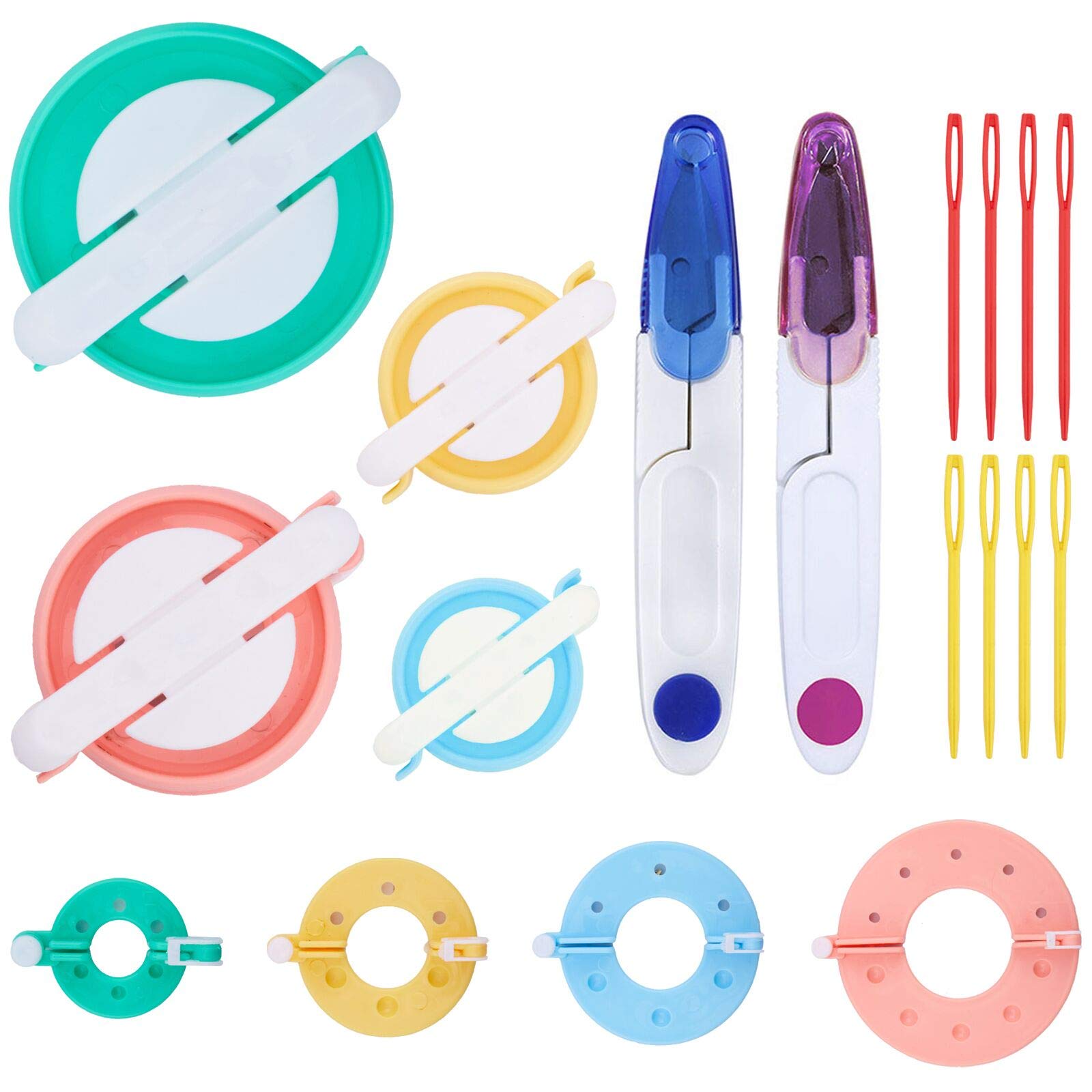 JOERSH Joersh 2 Set Pompom Makers Of 6 Sizes, 50 Pcs Pom Pom Kit Includes 8  Pcs Pom Pom Maker, 2 Pcs Thread Cutter Scissors, 40 Pcs Pla