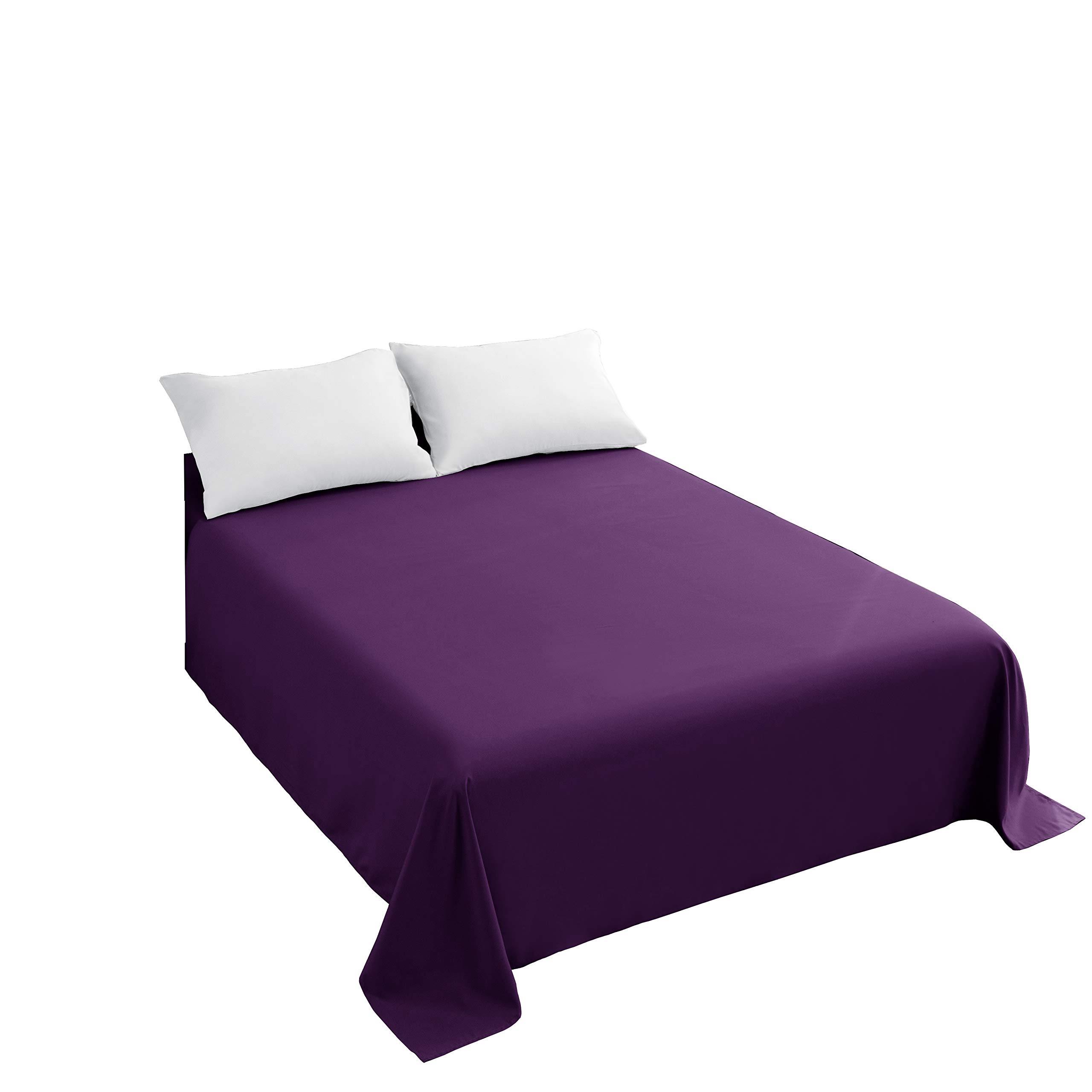 Sfoothome Top Sheet Single - Premium 1500 Ultra-Soft collection - Wrinkle Resistant, Easy care (King, Purple)