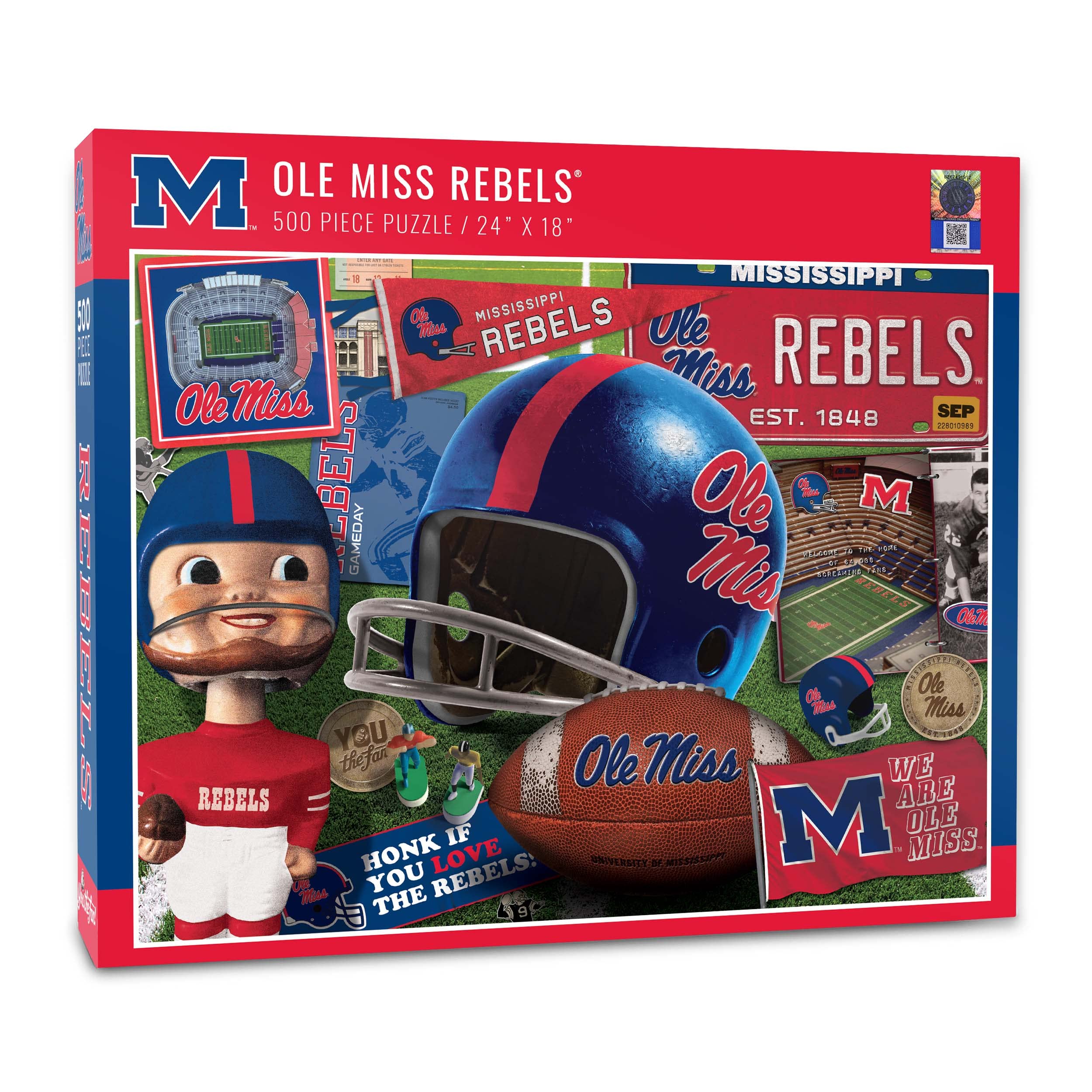 Youthefan Ncaa Mississippi Ole Miss Rebels Retro Series Puzzle - 500 Pieces, Team Colors, Large