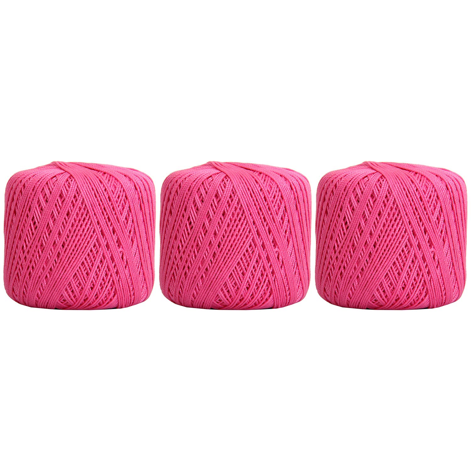 Threadart 3 Ball Pack Threadart 100 Pure Cotton Crochet Thread - Size 3 - Color 35 - Hot Pink - Size 10 And 3 - Singles And Bulk Packs Ava