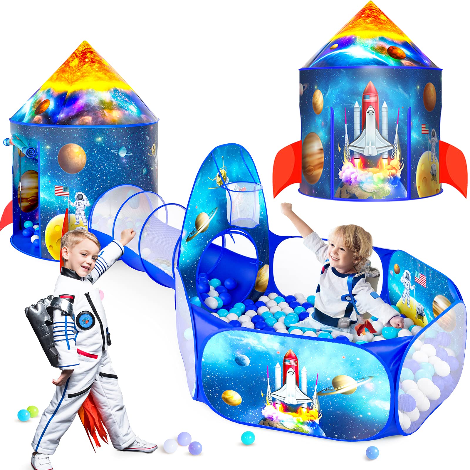 Geerwest 3Pc Ball Pits For Toddlers With Kids Play Tent And Kids Tunnel For Boys Girls, Baby Pop Up Playhouse Toy For Indooroutd