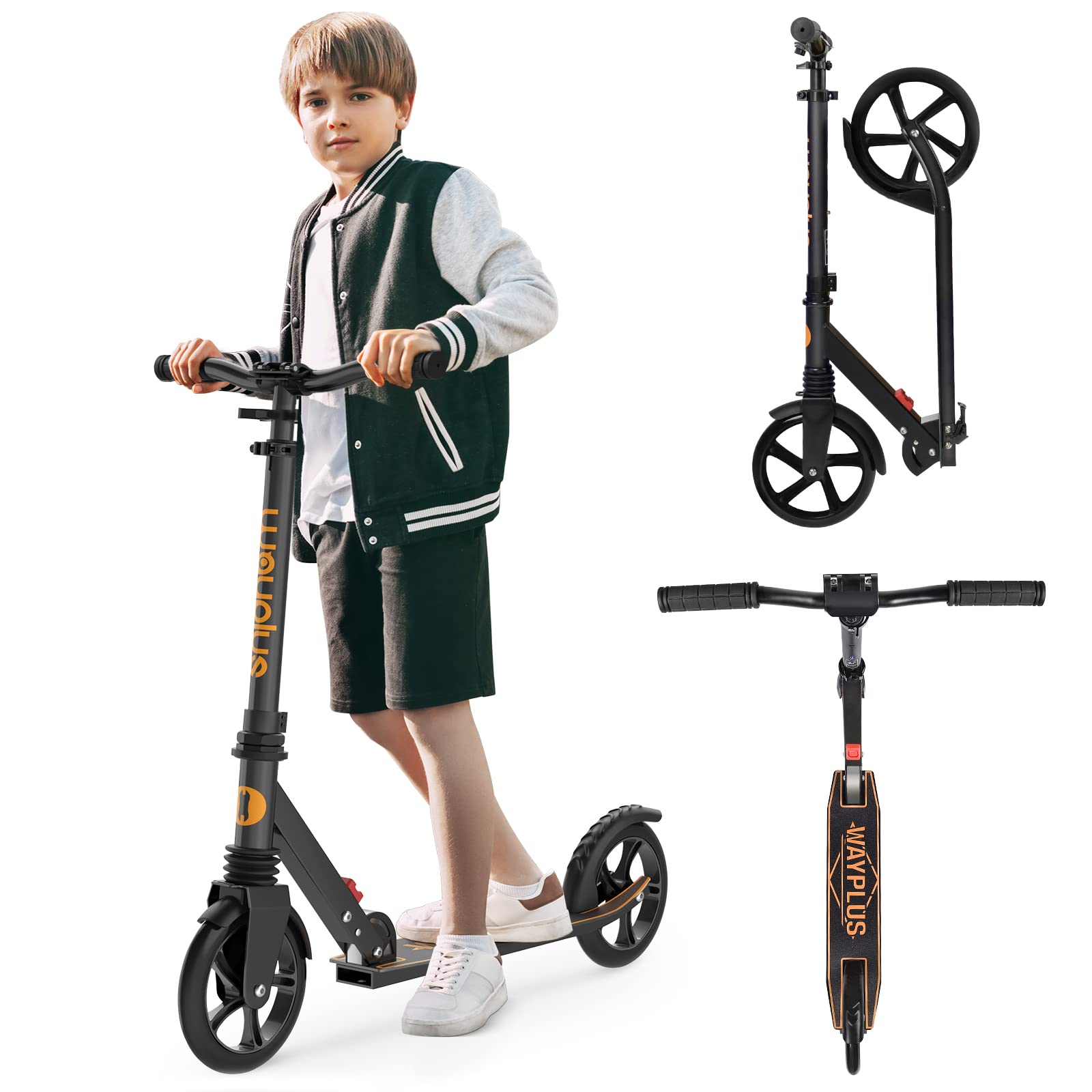 Wayplus Kick Scooter For Ages 6,Kid, Teens Adults Max Load 240 Lbs Foldable, Lightweight, 8In Big Wheels For Kids, Teen And Adul