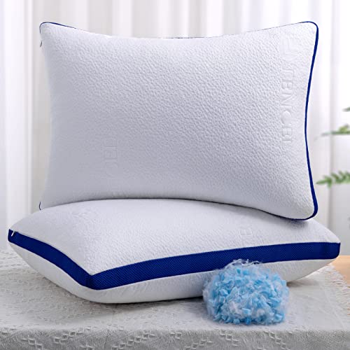 Oyt Cooling Bed Pillows For Sleeping 2 Pack King Size Shredded Memory Foam Pillows For Sleeping Set Of 2 With Adjustable Loft Be