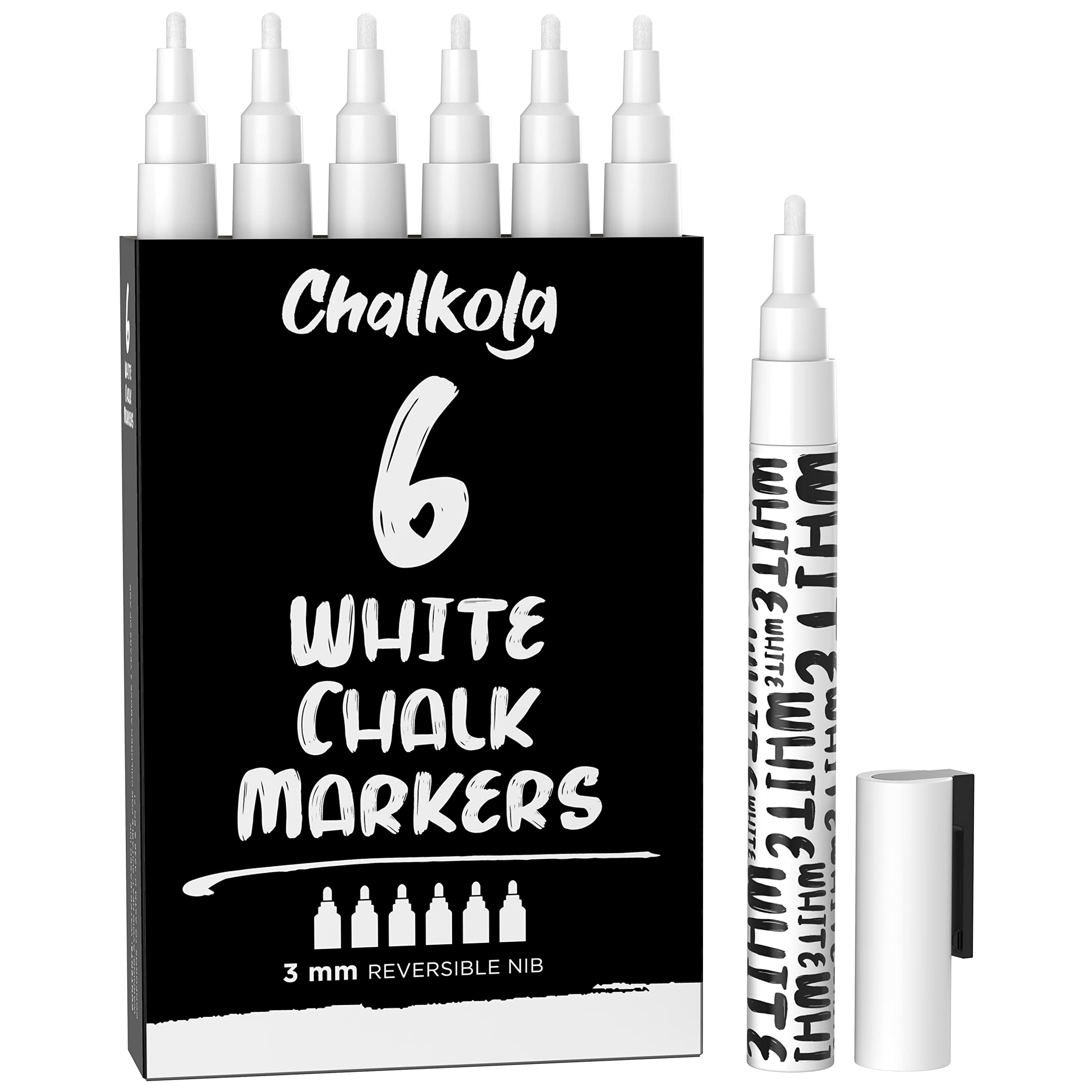 Chalkola White Chalk Markers - White Dry Erase Liquid Chalk Pens
