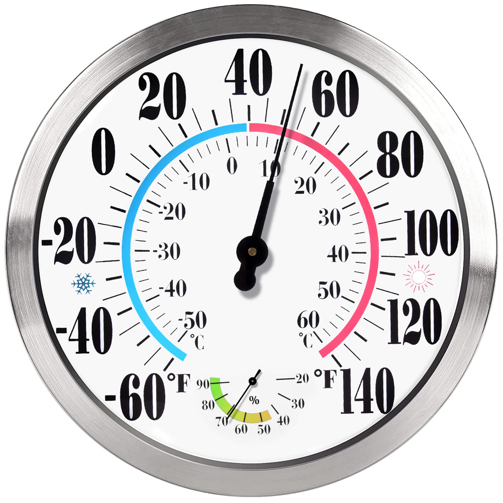 Lirches 12 Indoor Outdoor Thermometer Hygrometer - Premium Steel Outdoor  Thermometer Large Numbers, Hanging Wall Thermometer Hygrometer