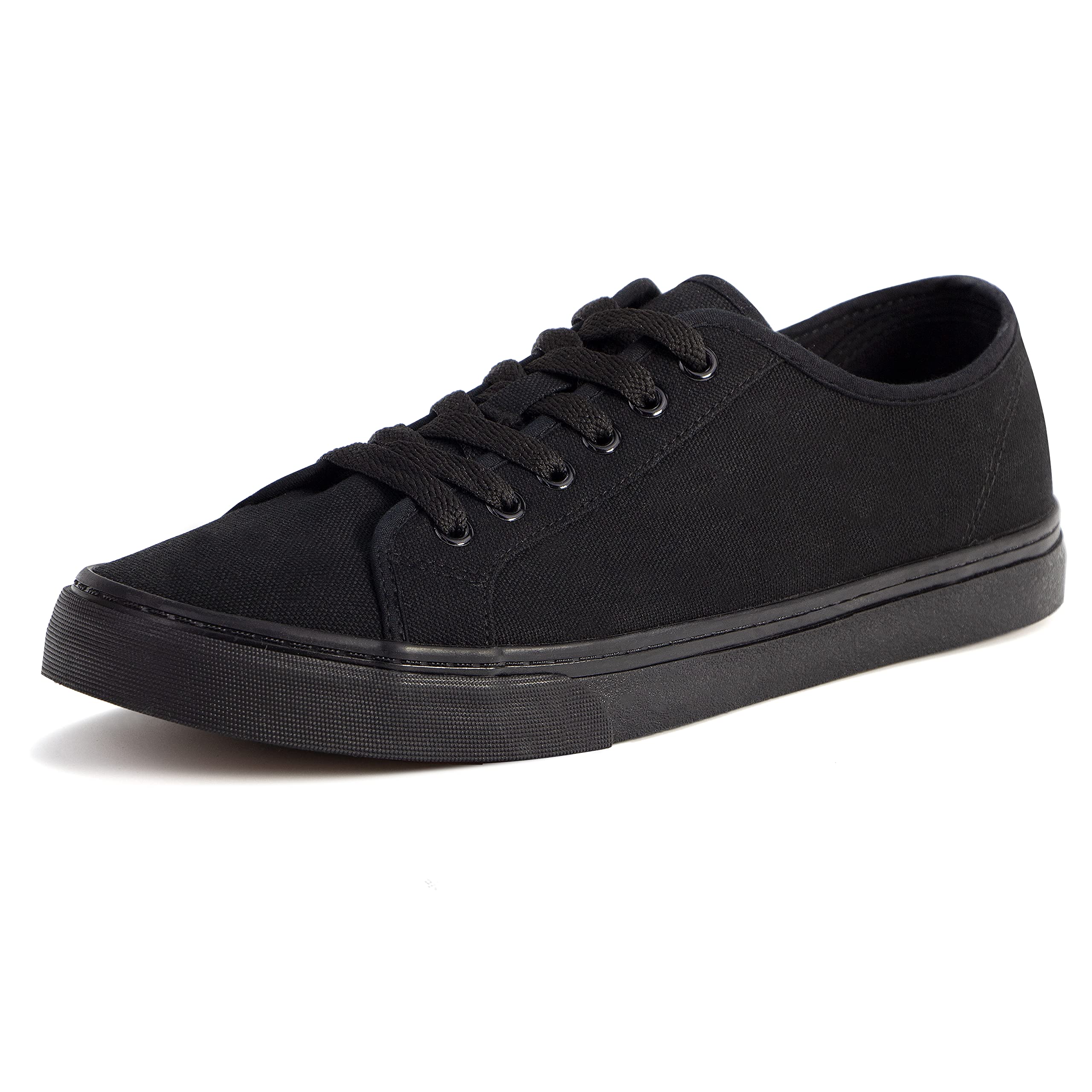 Tober Menas Canvas Low Top Shoes Skate Shoes All Black Fashion Sneakers For Men Comfortable Walking Casual Shoes