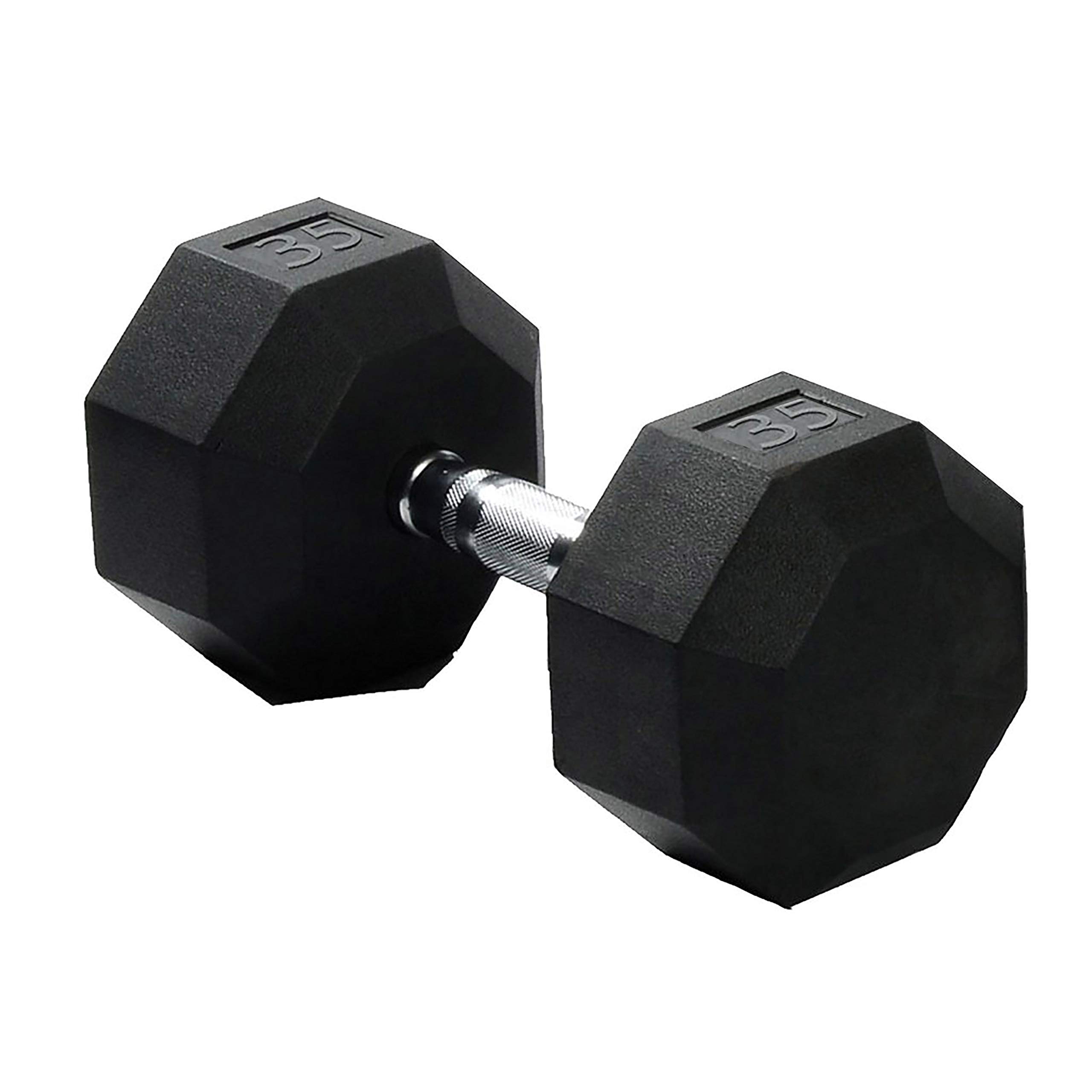 SPRI Dumbbell Hand Weight Single 35 Lb Rubber Hex Chrome Handle Exercise Fitness Dumbbell For Home Gym Equipment Workouts Strength Tr