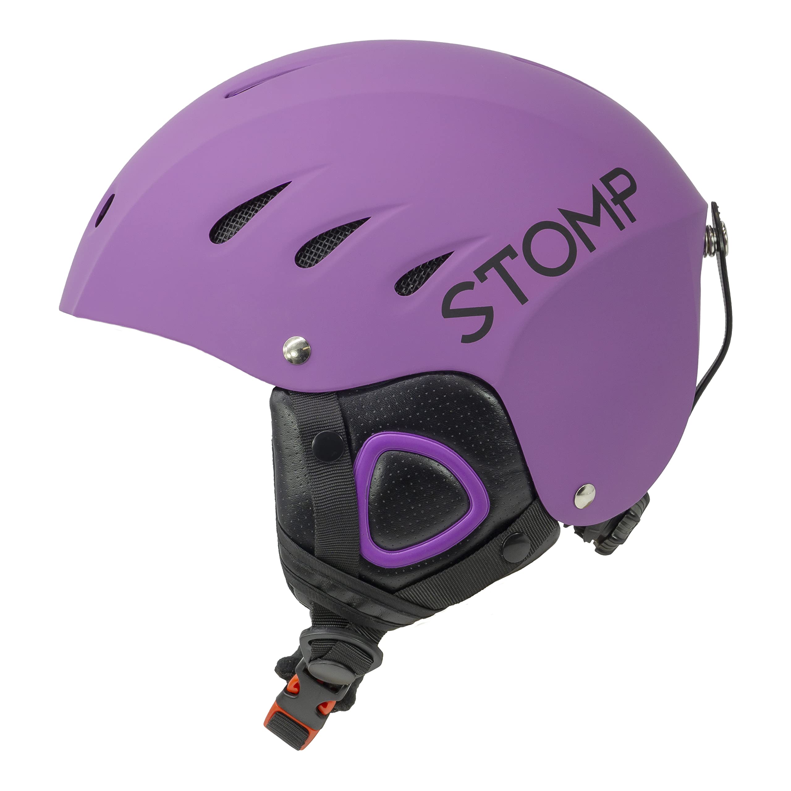 Stomp Ski Snowboarding Snow Sports Helmet With Build-In Pocket In Ear Pads For Wireless Drop-In Headphone (Matte Purple, Large)