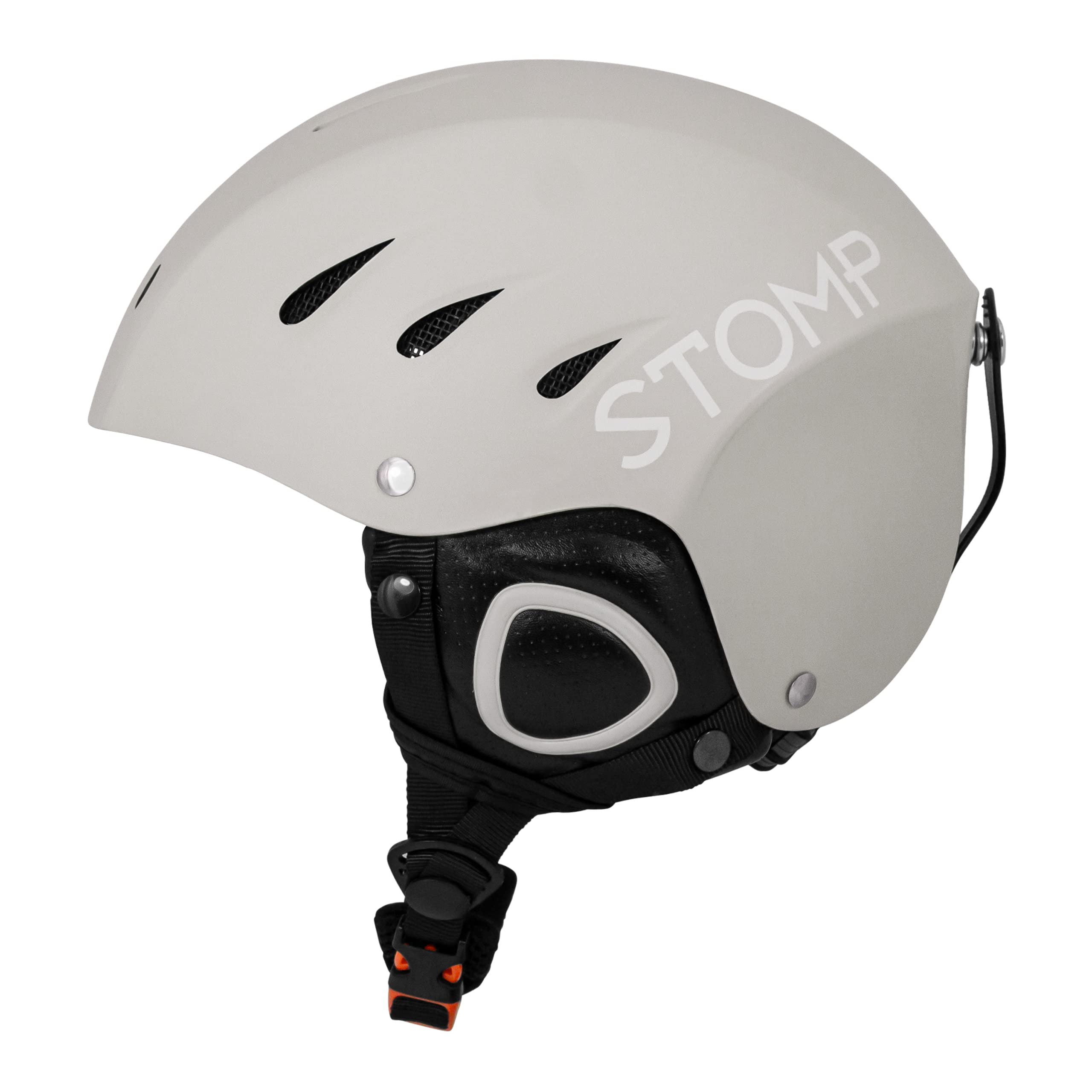 Stomp Ski Snowboarding Snow Sports Helmet With Build-In Pocket In Ear Pads For Wireless Drop-In Headphone (Matte Grey, Large)