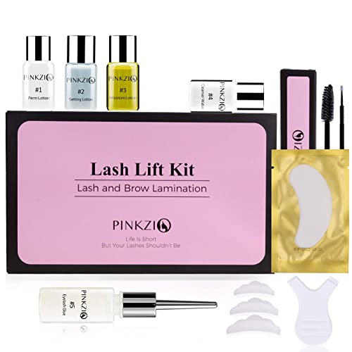 PINKZIO Lash Lift Kit, Professional Eyelash Perm Kit, Safe Perming Wave, Semi-Permanent Lash curling for Salon