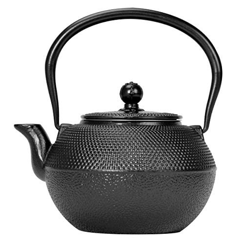 Primula Black Hammered Cast Iron Teapot Japanese Tetsubin Stainless Steel Infuser for Loose Leaf Tea, Durable Construction, Enam