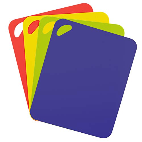 Dexas Mini Heavy Duty Grippmat Flexible Cutting Board Set of Four, 11.5 x 14 inches, Blue, Green, Yellow and Red