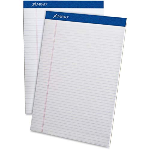 Ampad 20322 Perforated Writing Pad, 8 1/2 x 11 3/4, White, 50 Sheets (Pack of 12)