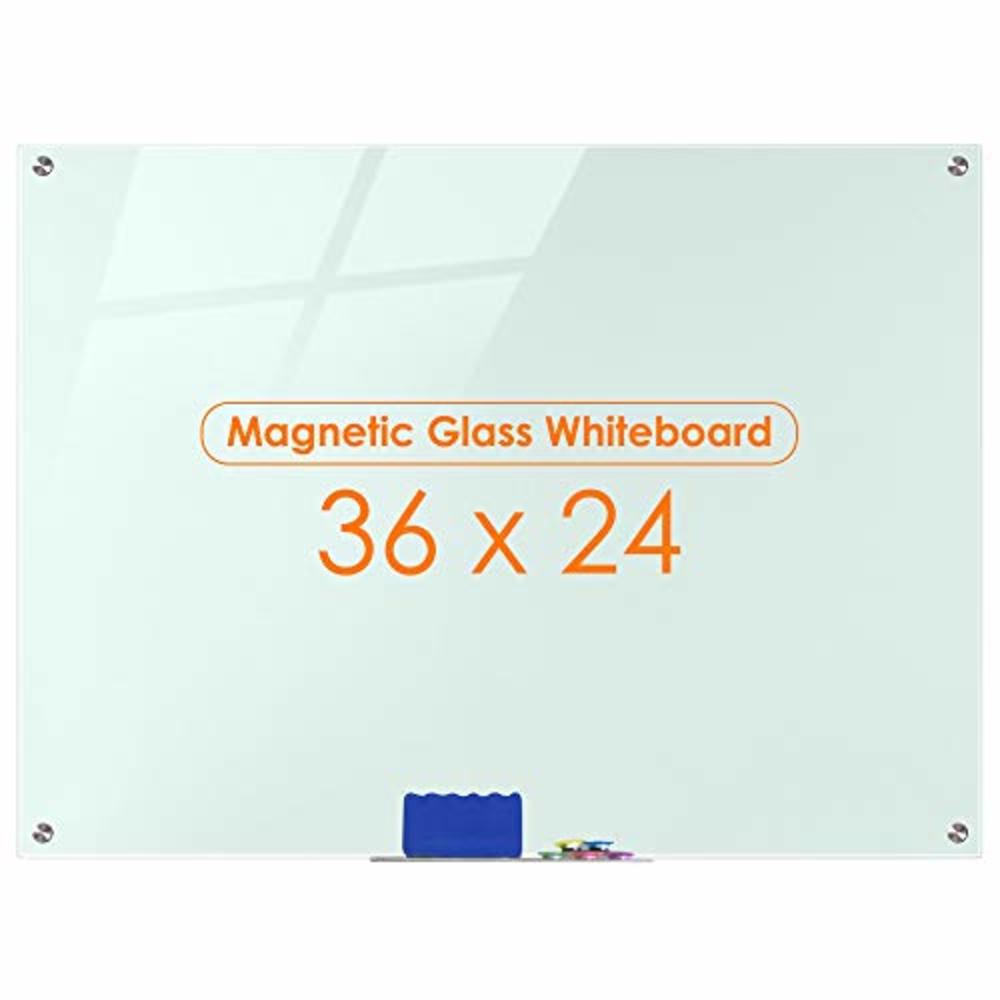Maxtek Glass Whiteboard, 3x 2 Glass Board Magnetic Dry Erase Board on Wall Frameless