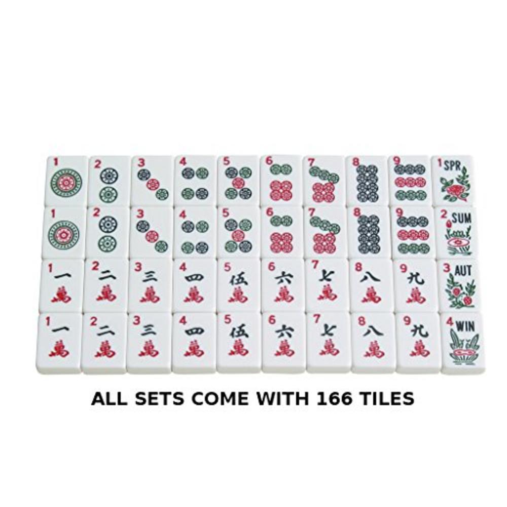 Linda Li New! - American Mahjong Set by Linda Li - 166 Premium White Tiles, 4 All-in-One Rack/Pushers, Blue Paisley Soft Bag ?Classic Ful