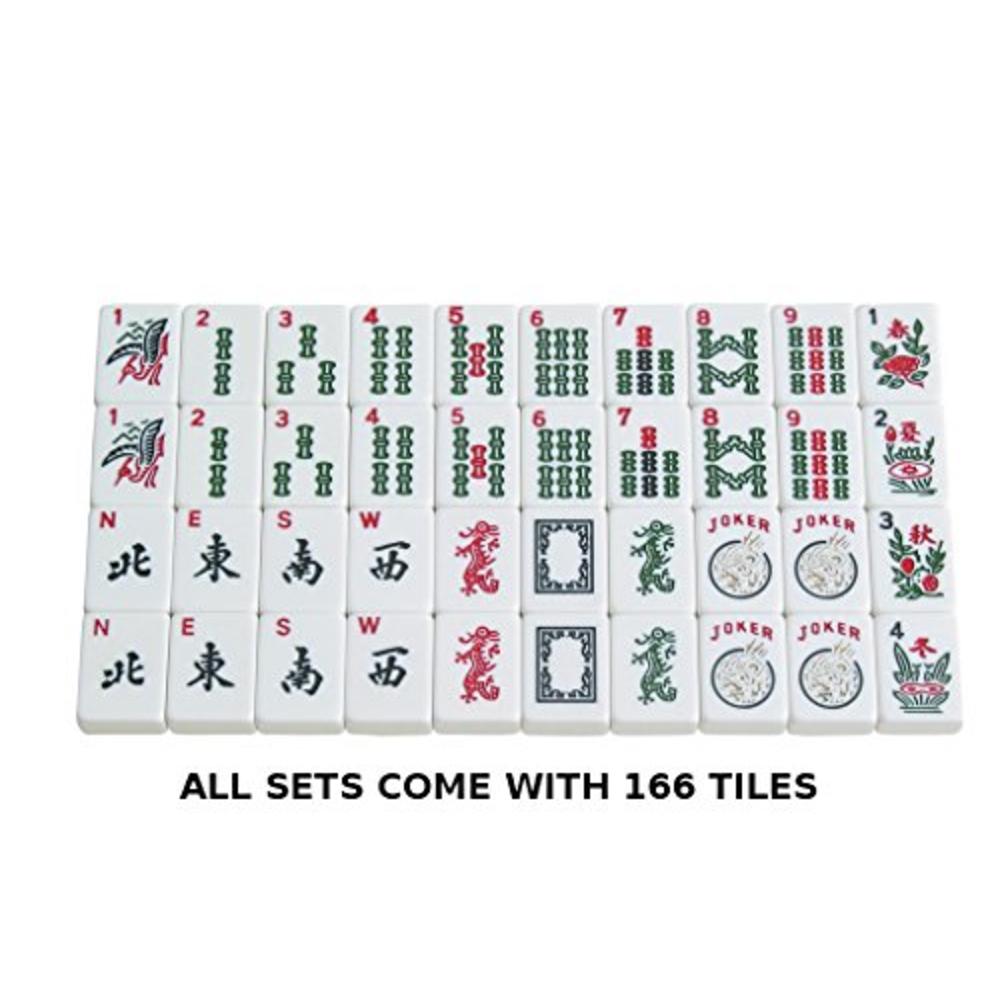 Linda Li New! - American Mahjong Set by Linda Li - 166 Premium White Tiles, 4 All-in-One Rack/Pushers, Blue Paisley Soft Bag ?Classic Ful