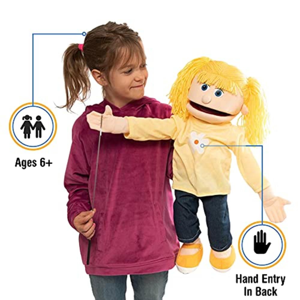 Silly Puppets Katie, Peach Girl, Full Body, Ventriloquist Style Puppet, (25 Inches)