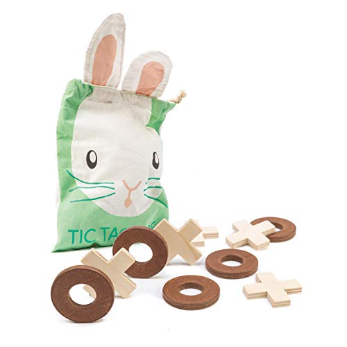 Tender Leaf Toys Tic Tac Toe - Wooden Tic Tac Toe Game with Bag - Travel Board Game for Kids and Adults