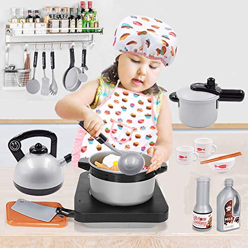 3 otters Kids Chef Set, 11PCS Toddler Cooking and Baking Set Toddler Chef Hat and Apron Chef Costume Chef Outfit for Kids Career