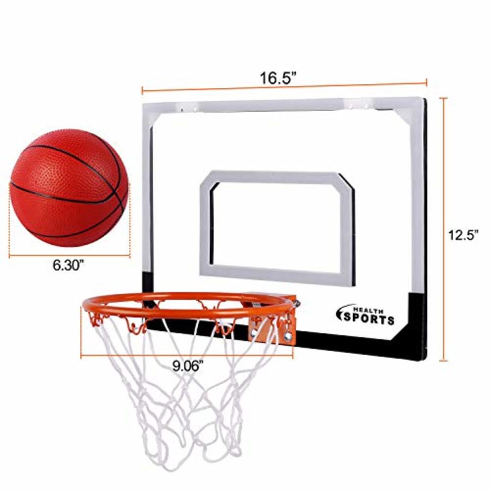 AOKESI Basketball for Kids - 16.5" x 12.5" Pro Indoor Mini Basketball Hoop Set for Door & Wall with Complete Accessories - Baske