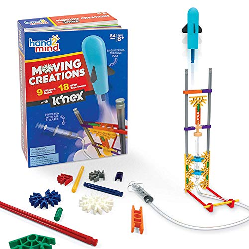 hand2mind Moving Creations with K'NEX, STEM Science Kit for Kids, Book & Building Set, 9 Models & 18 Experiments to Learn
