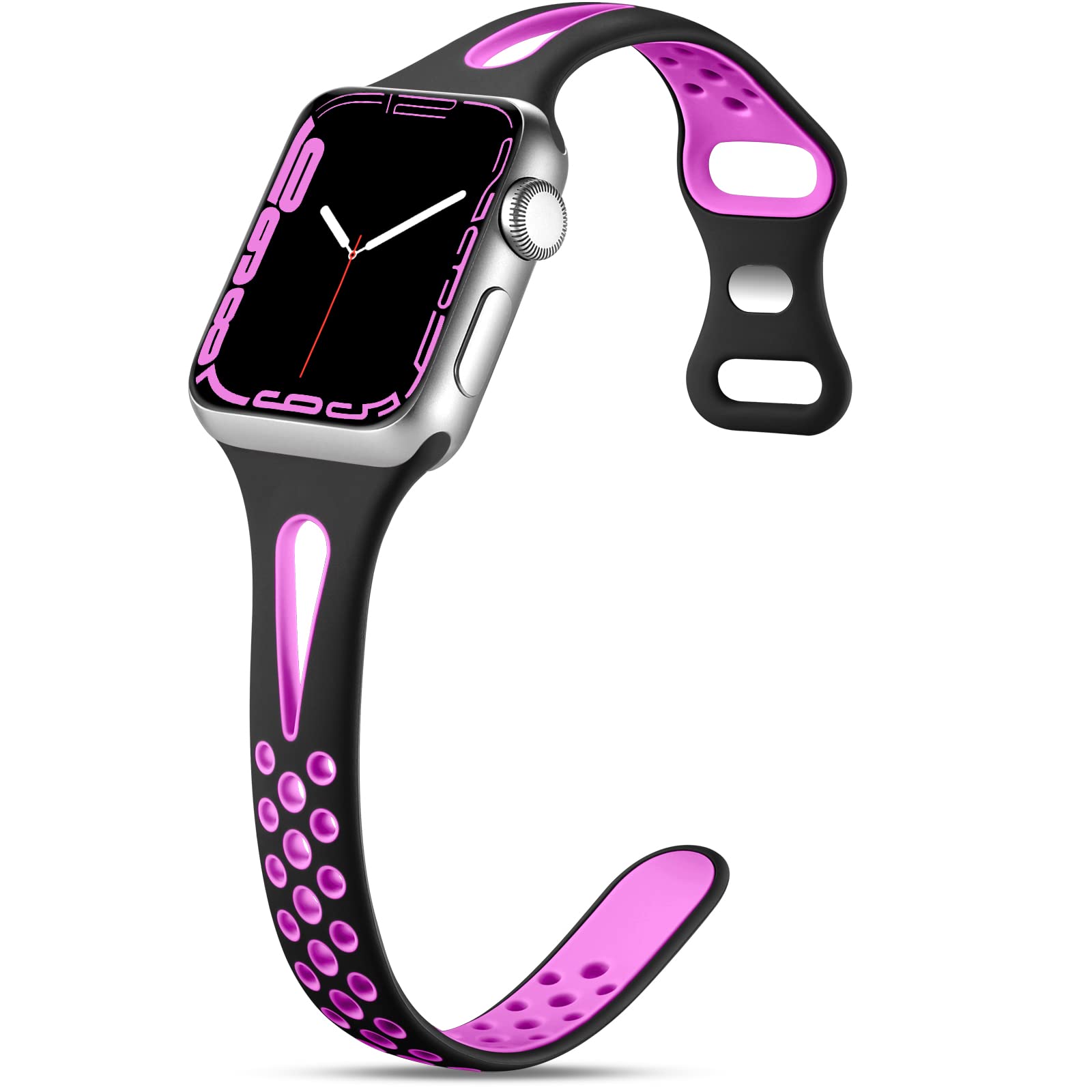 getino Slim Sport Band compatible with Apple Watch 42mm 44mm 45mm 49mm 40mm 41mm 38mm for Women Men, Soft Silicone Breathable Wr