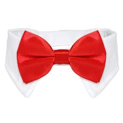 Koolmox Formal Dog Bowtie Collar, Koolmox Red Tuxedo For Dogs, Tuxedo Dog Neck Bow Red With Adjustable White Collar Formal Pet Collar Ne