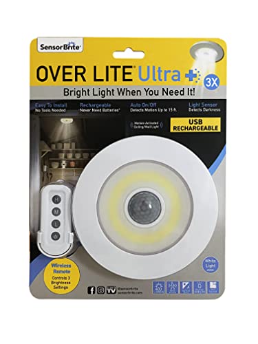 Sensor Brite Overlite Ultra Rechargeable: Remote Control Ceilingwall Led Light With Adjustable Brightness, Motion Activated, Sti