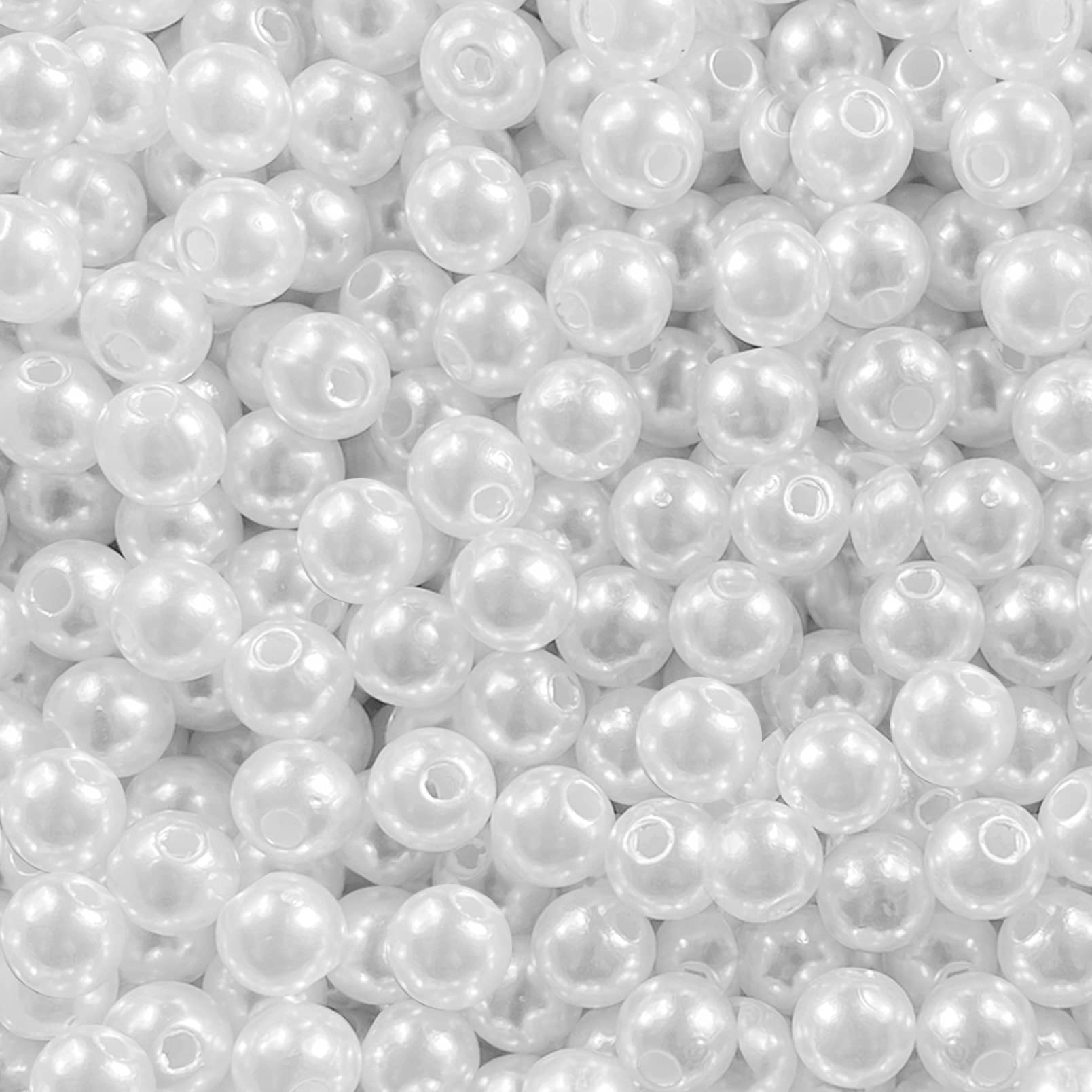 HILELIFE Pearl Beads for Jewelry Making - 1000 PcS 8mm White Pearls for Jewelry Making, Pearls for crafts, Round Loose Pearls Be