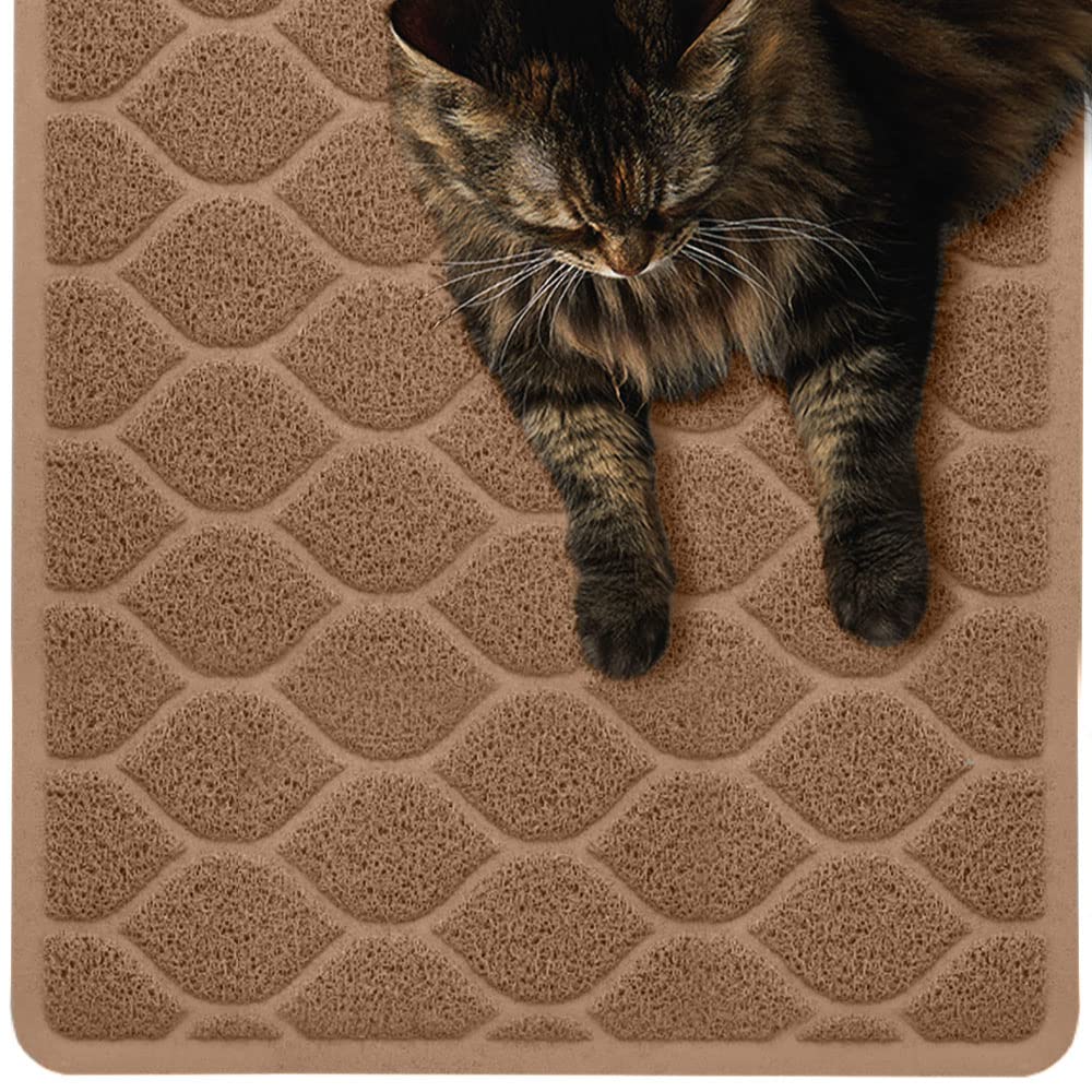 Mighty Monkey Durable Easy clean cat Litter Box Mat, great Scatter control Mats, Keep Floors clean, Soft on Sensitive Kitty Paws