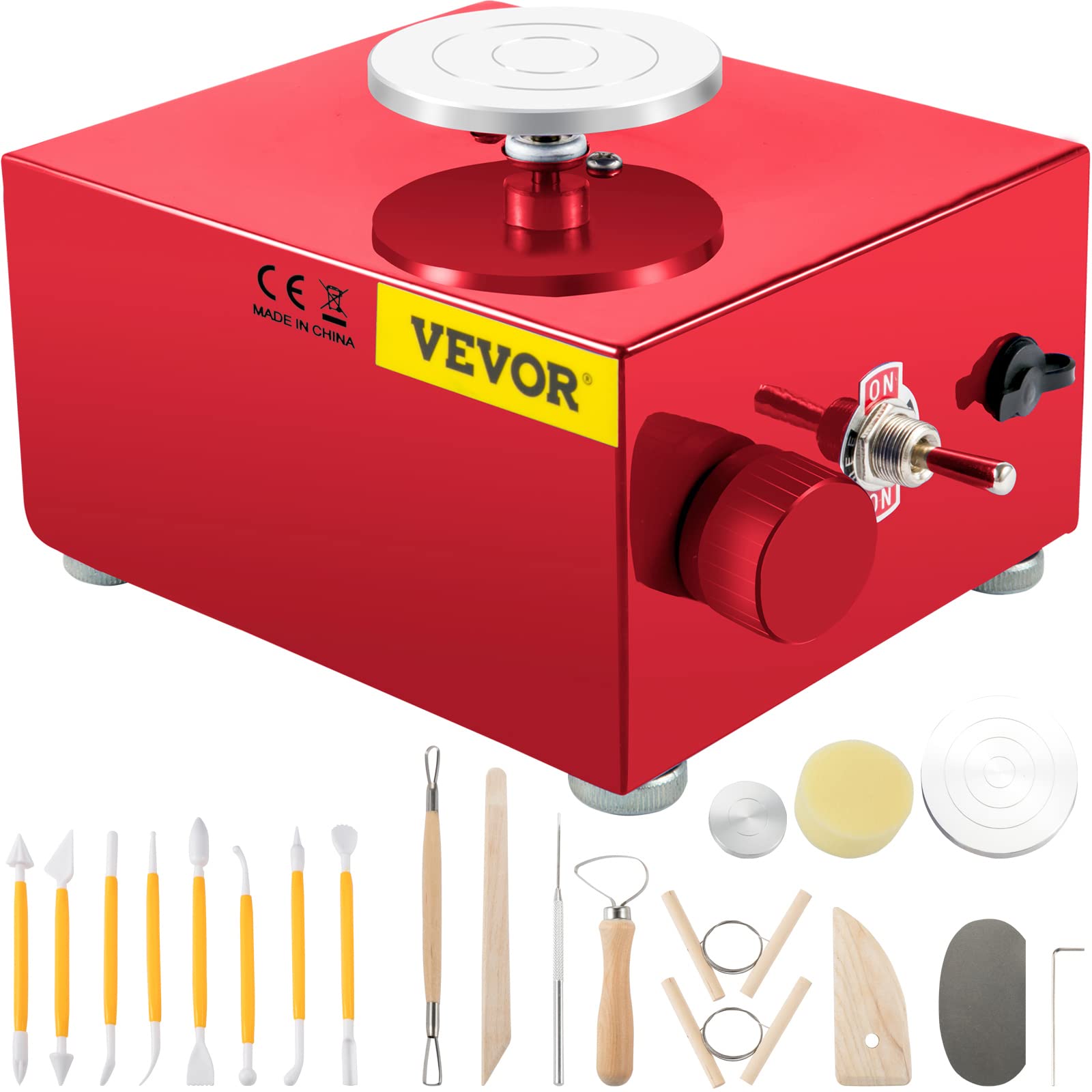VEVOR Mini Pottery Wheel 30W Ceramic Wheel Adjustable Speed Clay Machines Electric Sculpting Kits with 3 Turntables Trays and 16