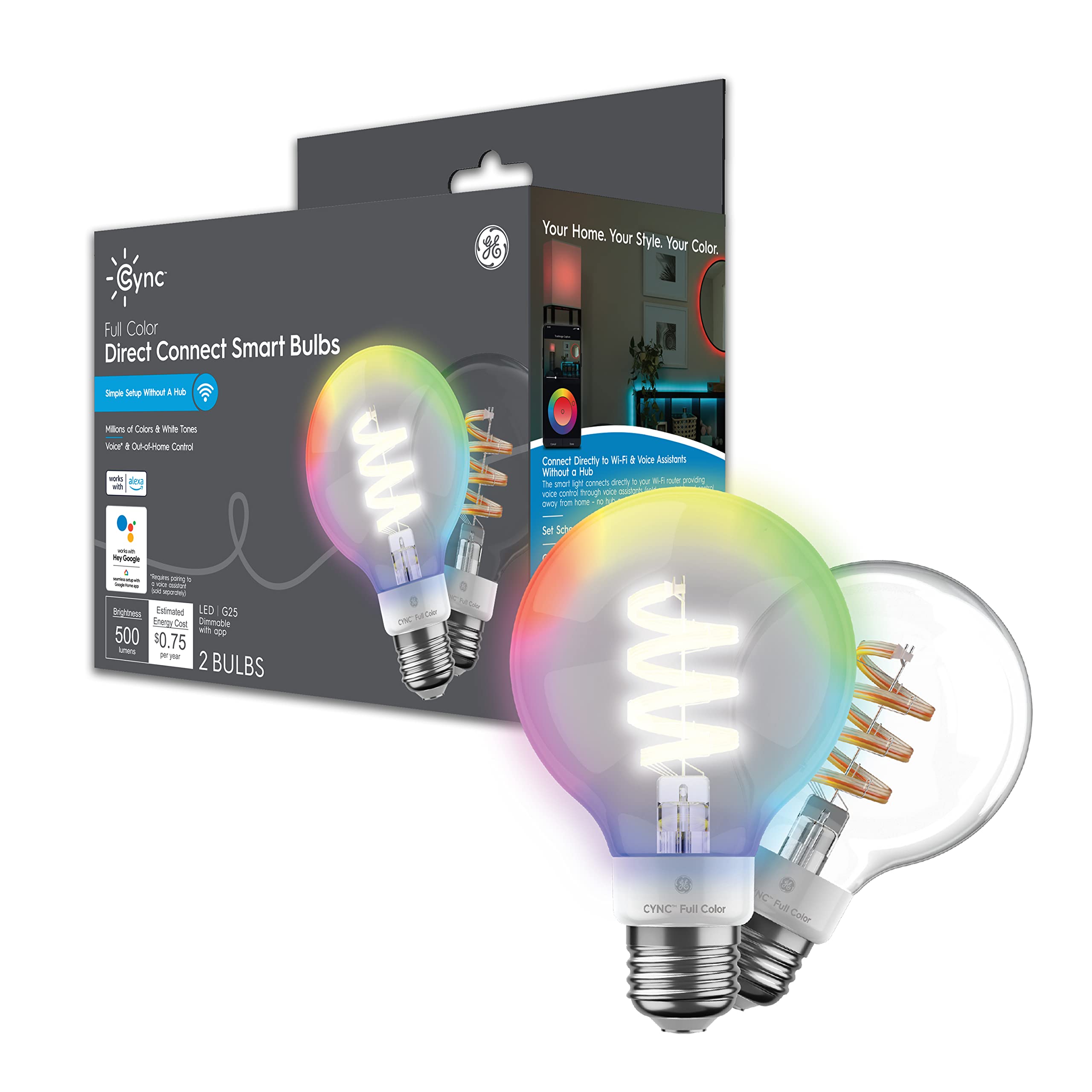 Ge Lighting GE CYNC Smart LED Light Bulbs, Color Changing