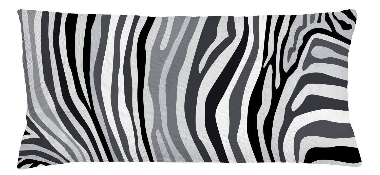 Lunarable Zebra Print Throw Pillow Cushion Cover, Zebra Pattern Vertical Striped Design Nature Wildlife Inspired Illustration, D