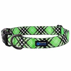 Max And Neo Plaid Pattern Neo Dog Collar - We Donate A Collar To A Dog Rescue For Every Collar Sold (Green, Small)