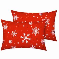 YIYEA Christmas Pillow Cases King Size Set of 2, Microfiber Snowflake Christmas Bed Pillow Cases 1800 Thread Count, Super Soft a