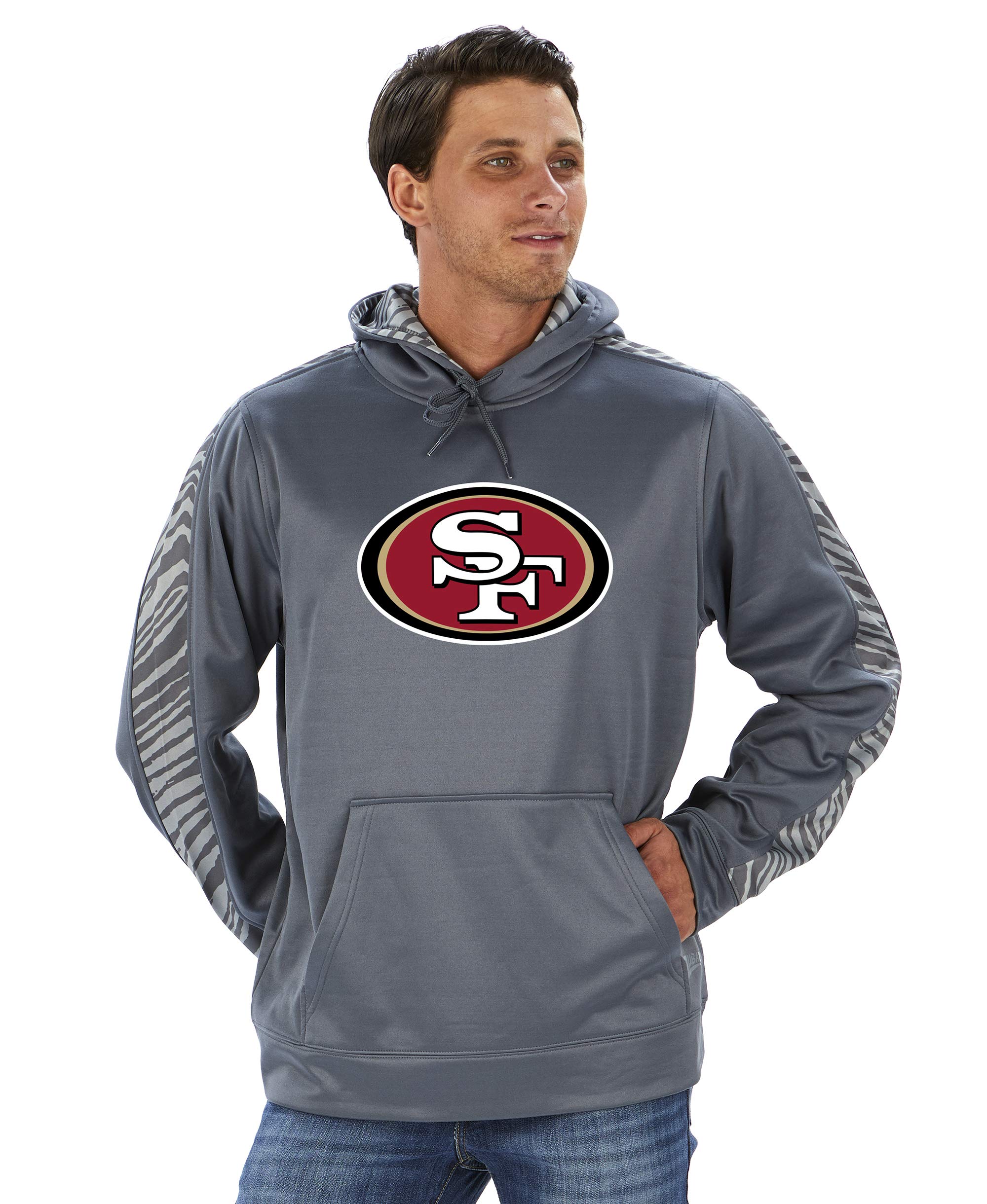 Officially Licensed Zubaz Mens NFL NFL Mens Pullover Hoodie, gray