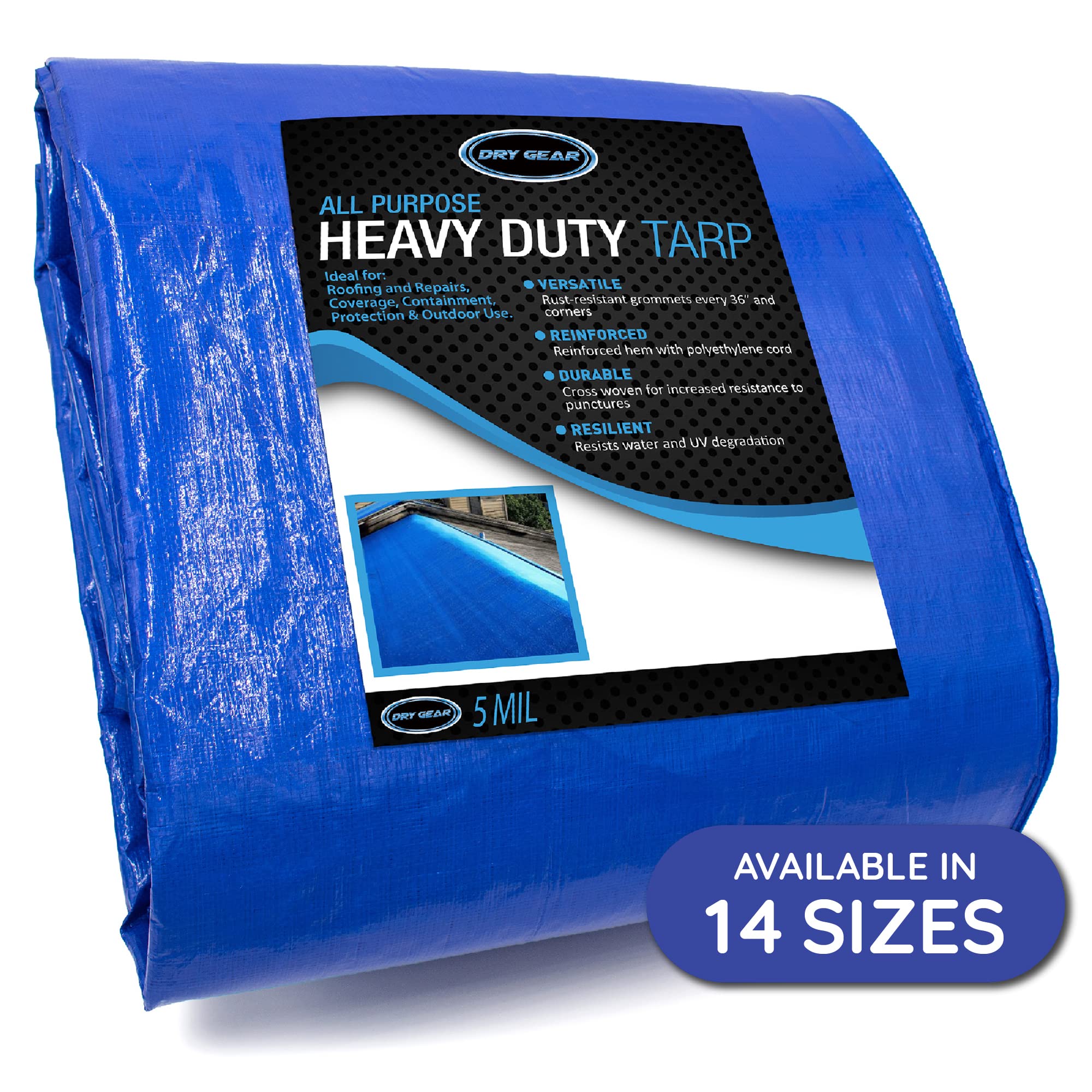 Dry Gear Durable, Heavy Duty & Waterproof 20A x 20A All Purpose 5 MIL Tarp by Dry gear