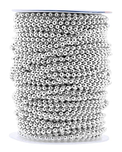 Mandala crafts Faux Silver Pearl Beads garland - 4mm 44 Yds Silver Pearl Strands Spool Pearl String Bead Roll Pearl garland for 