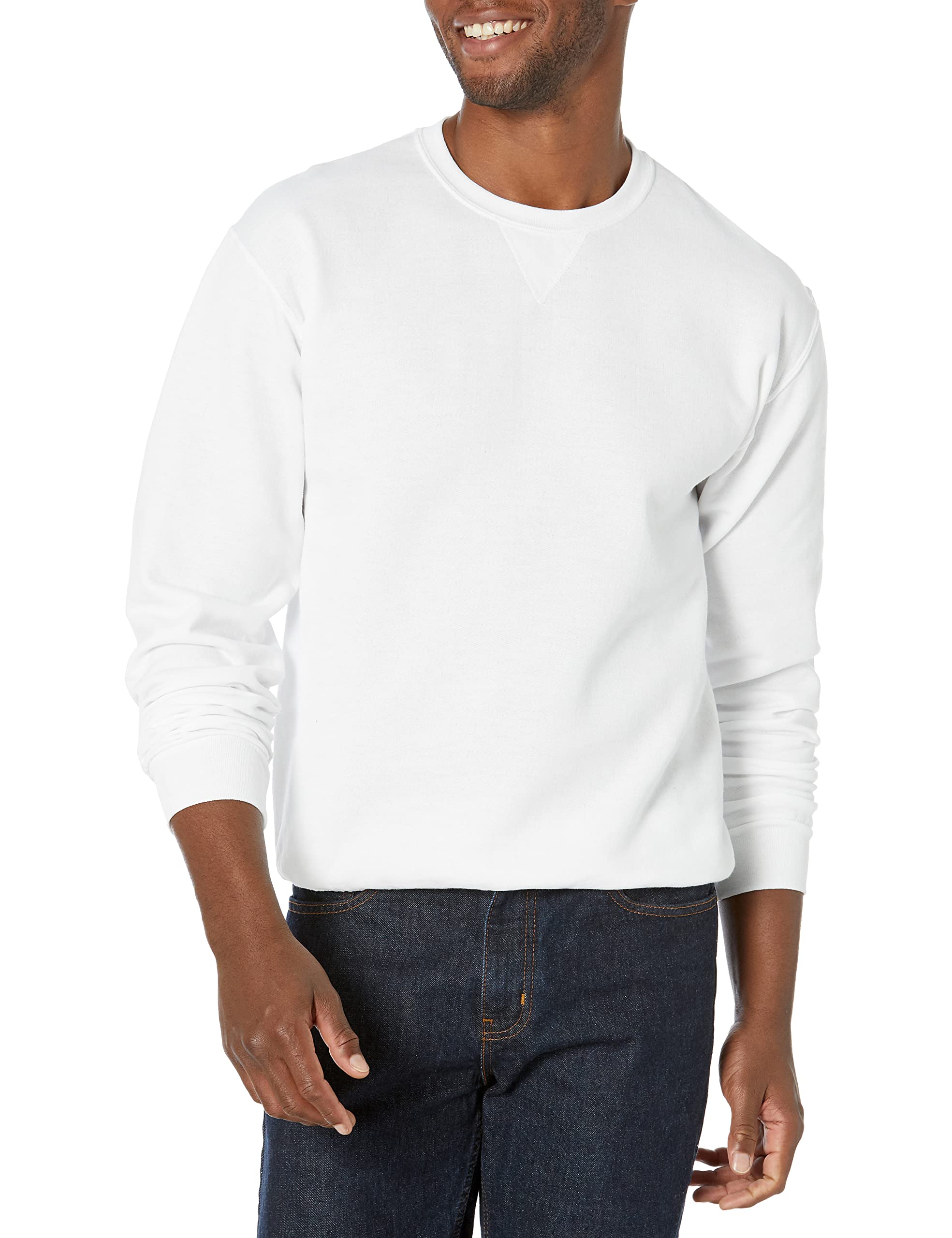 Fruit of the Loom Mens Sofspun Fleece Sweatshirts Hoodies, Sweatshirt-White,  X-Large