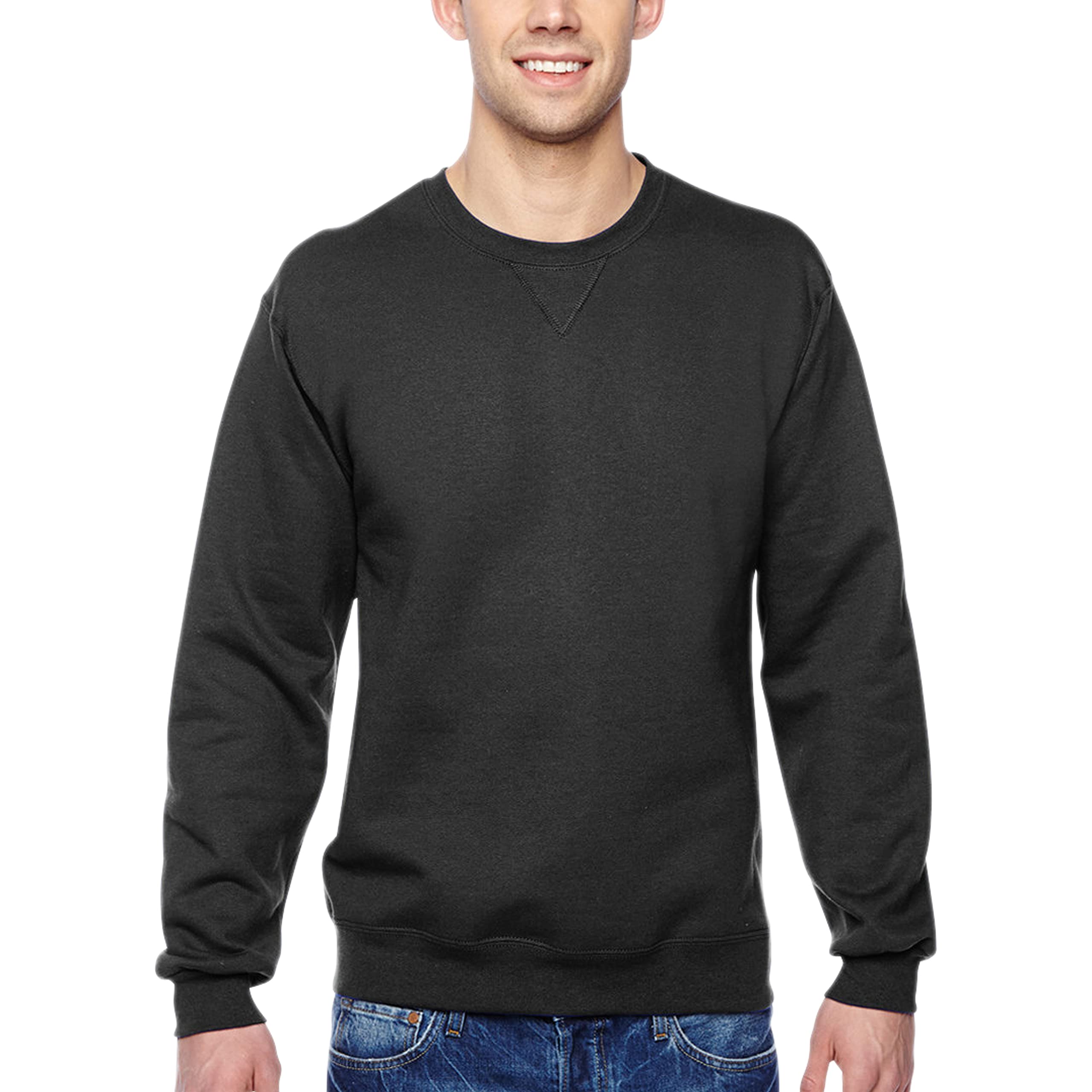 Fruit of the Loom Mens Sofspun Fleece Sweatshirts Hoodies, Sweatshirt-Black,  XX-Large