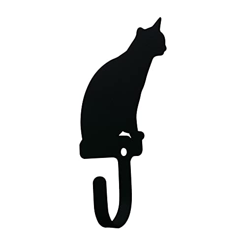 Village Wrought Iron New - Wall Hook Small - Cat Sitting by Village Wrought Iron Inc