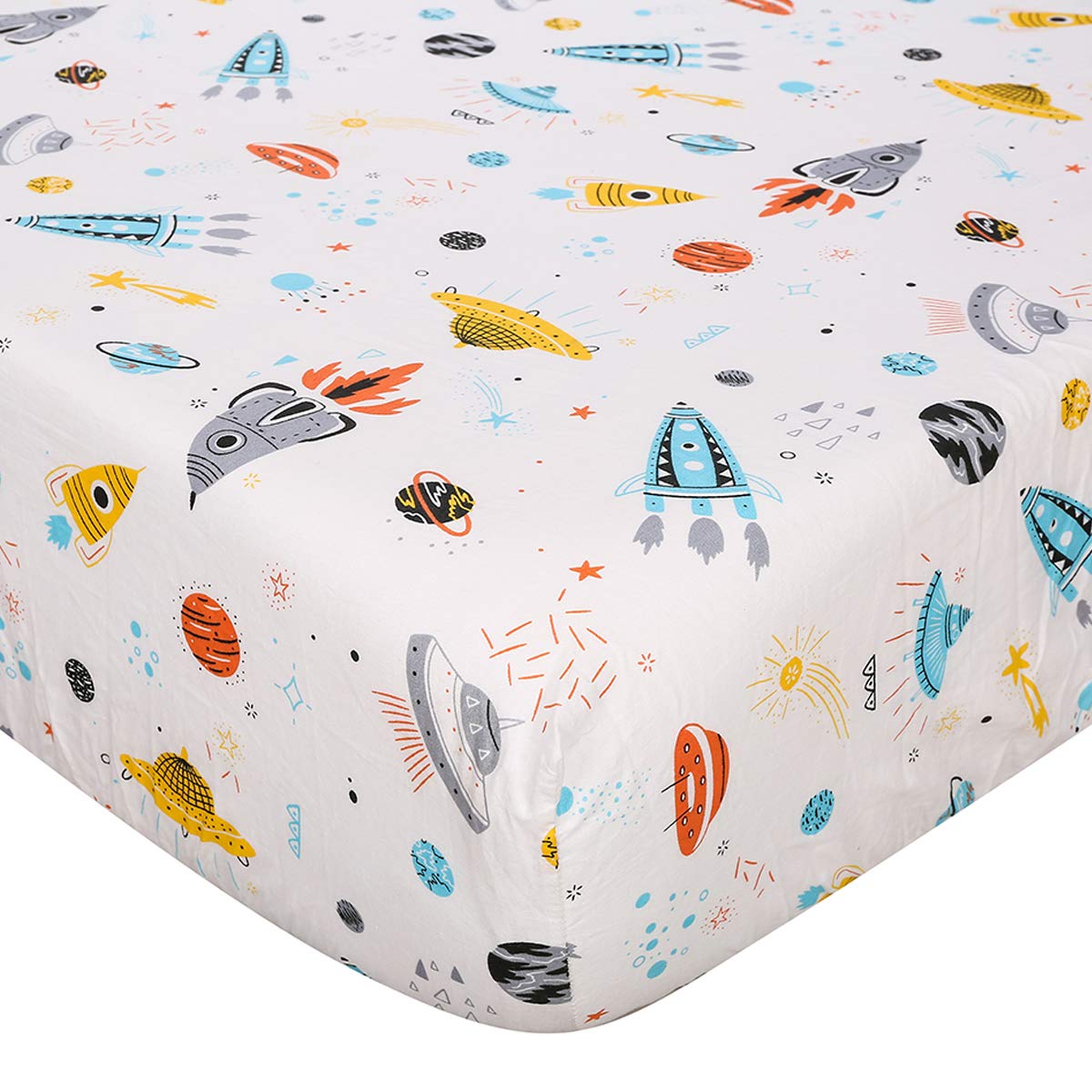 UOMNY Astronaut Space Galaxy Baby Crib Sheet Outerspace Adventures 100 Soft Breathable Microfiber Baby Sheet Fits Standard Size Crib M