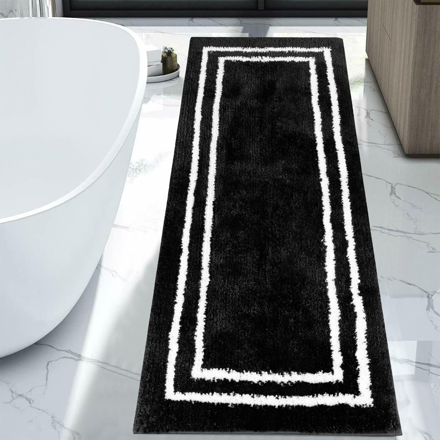 UpHome Uphome Bathroom Runner Navy Blue Non-Slip Extra Long Bathroom Rugs  Soft And Water Absorbent Bath Mat Machine Washable Fluffy Mic