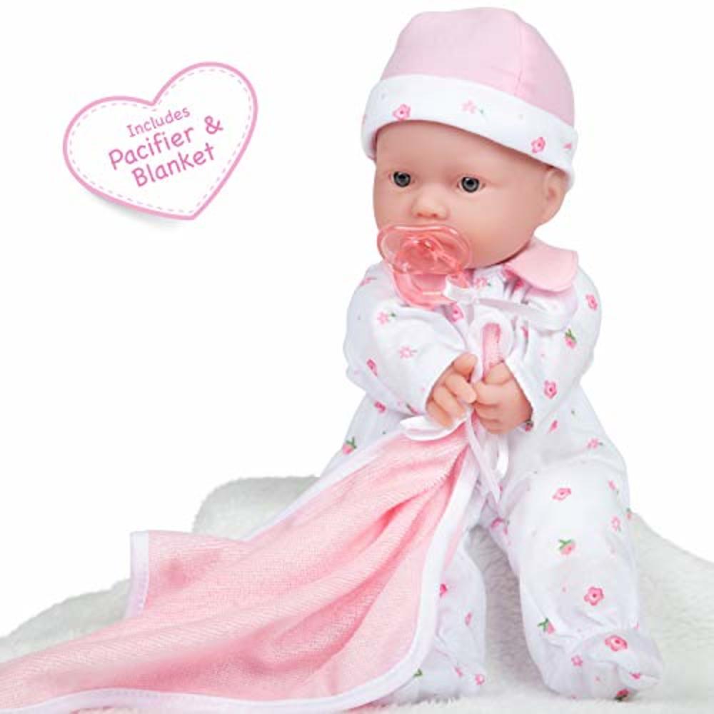 JC Toys Caucasian 11-Inch Small Soft Body Baby Doll | Jc Toys - La Baby | Washable |Removable Pink Outfit W/ Hat & Blanket | For Childre