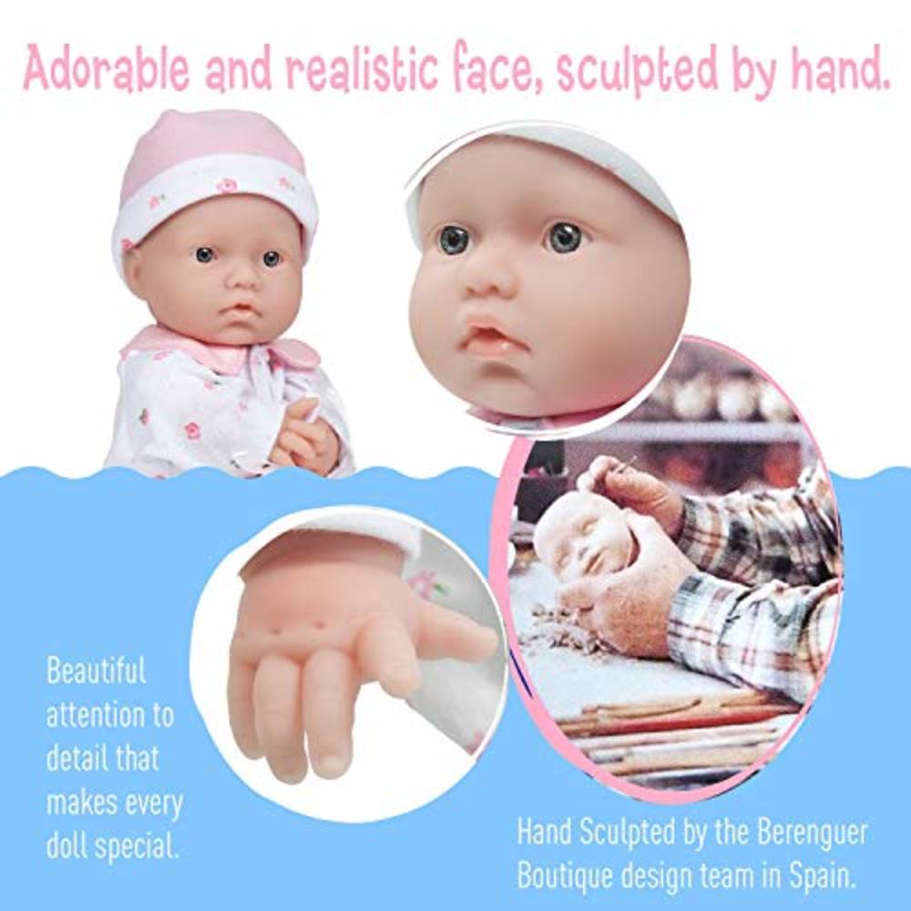 JC Toys Caucasian 11-Inch Small Soft Body Baby Doll | Jc Toys - La Baby | Washable |Removable Pink Outfit W/ Hat & Blanket | For Childre